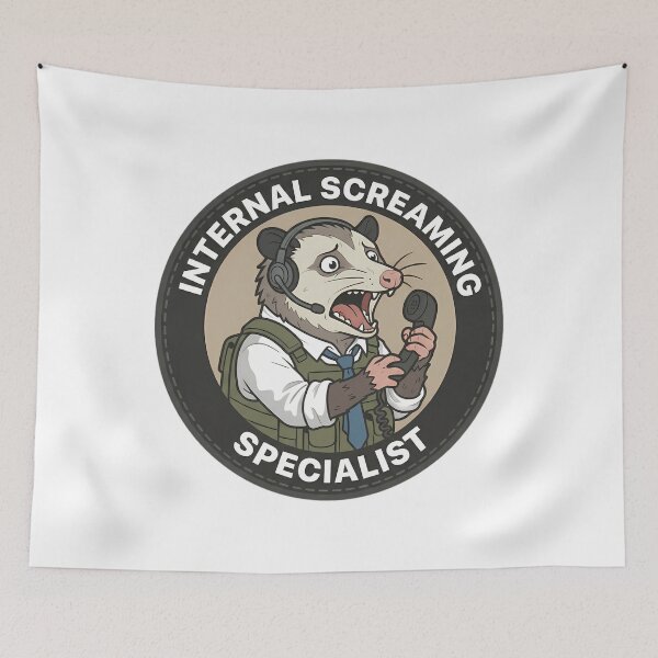 Item preview, Funny Internal Screaming Specialist Opossum - Customer Service Badge designed and sold by Mason-Pride.