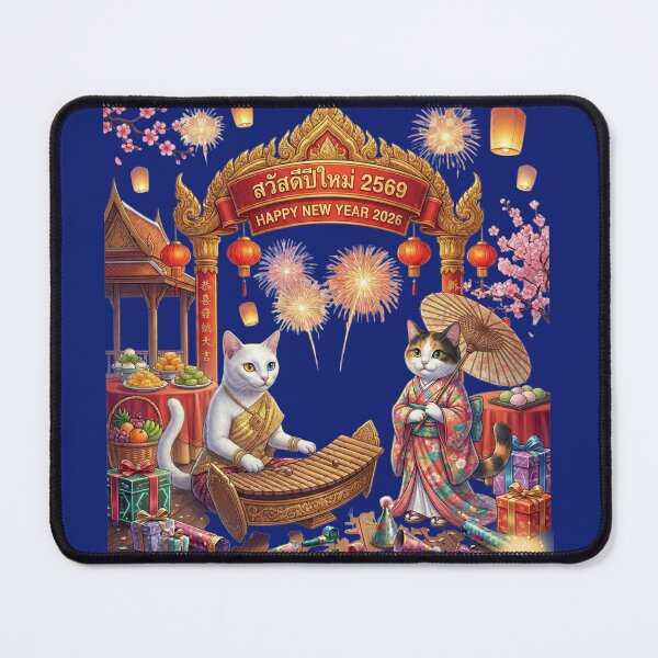 Item preview, Traditional Thai Cats Happy New Year 2026 | Sawasdee 2569 Temple & Music designed and sold by E-SarnEdge.