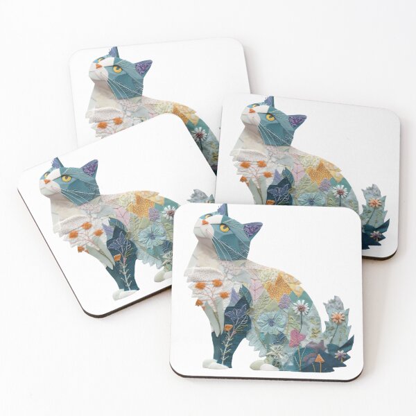 Item preview, Floral Patchwork Cat for Cat Lovers designed and sold by WitsandWonders.