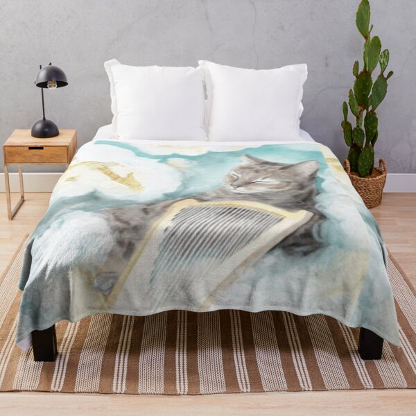 Item preview, Cloudbound Cat & Harp – Artistic Illustration designed and sold by TreatLLC.