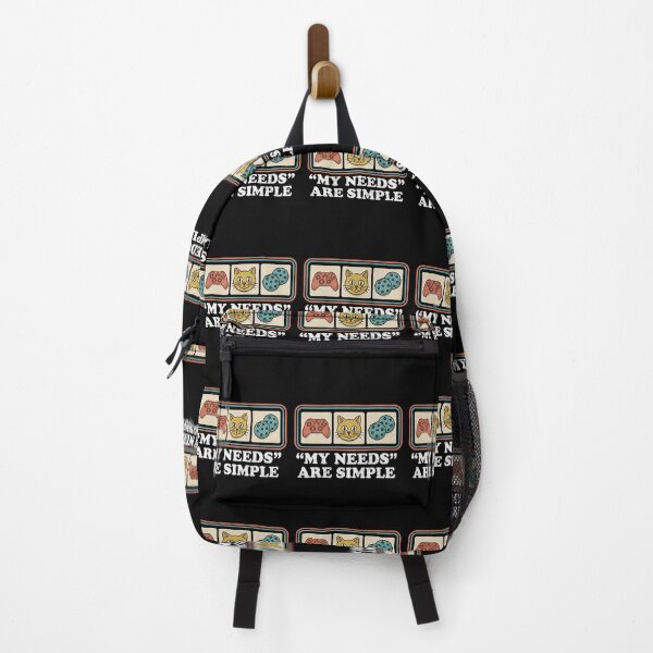 Item preview, My Needs Are Simple Retro Gamer Cat Design designed and sold by FreshVibe Prints.