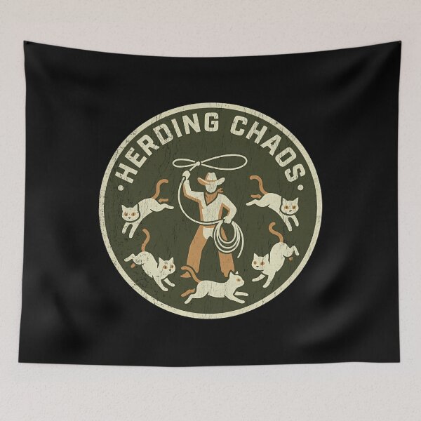 Item preview, Herding Chaos Funny Cat Herder Cowboy Retro Western designed and sold by Mason-Pride.