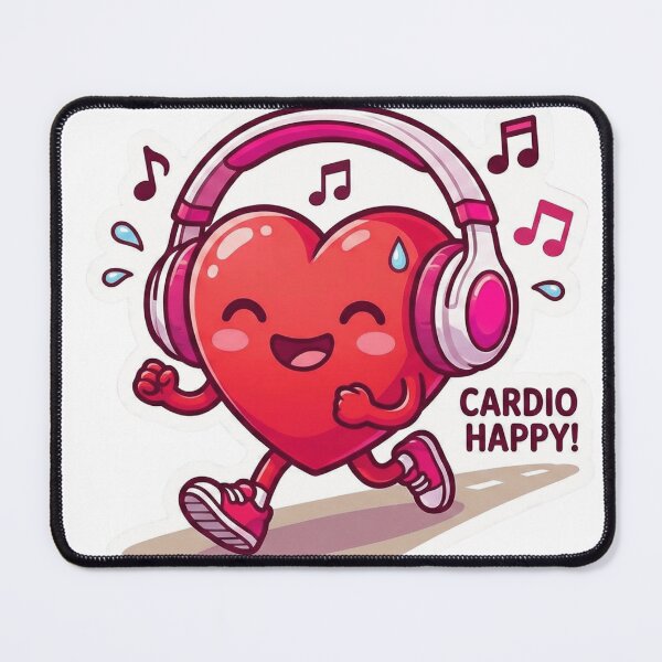 Item preview, Happy Heart Running With Headphones Cardio Health designed and sold by Bmd4Fitness.