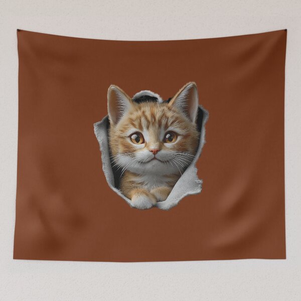 Item preview, Hello Kitten Peeking Through Fabric designed and sold by Rocky Mountain Artistry.