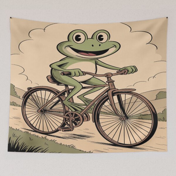 Item preview, A vintage frog riding a bike designed and sold by michplante60.