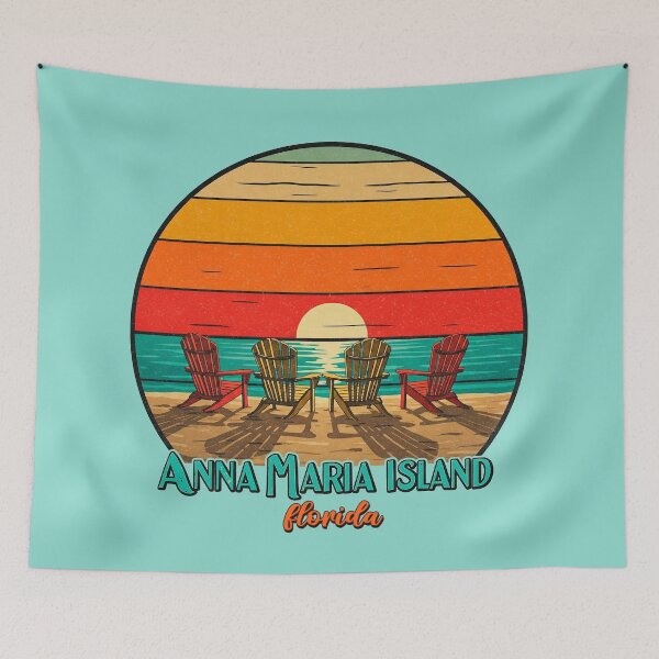 Item preview, Retro Anna Maria Island Florida Sunset - Vintage Beach Chairs Art designed and sold by Mandeville Photography.