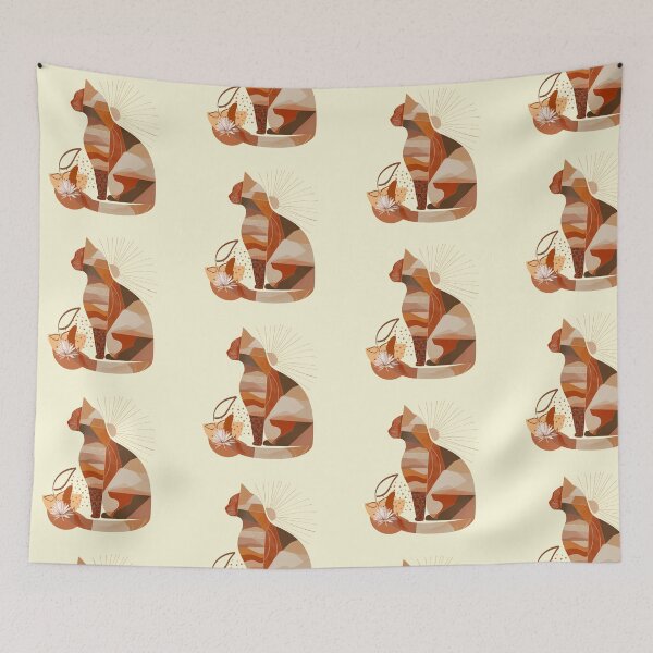 Item preview, Boho Patchwork Cat with Retro Twist designed and sold by WitsandWonders.