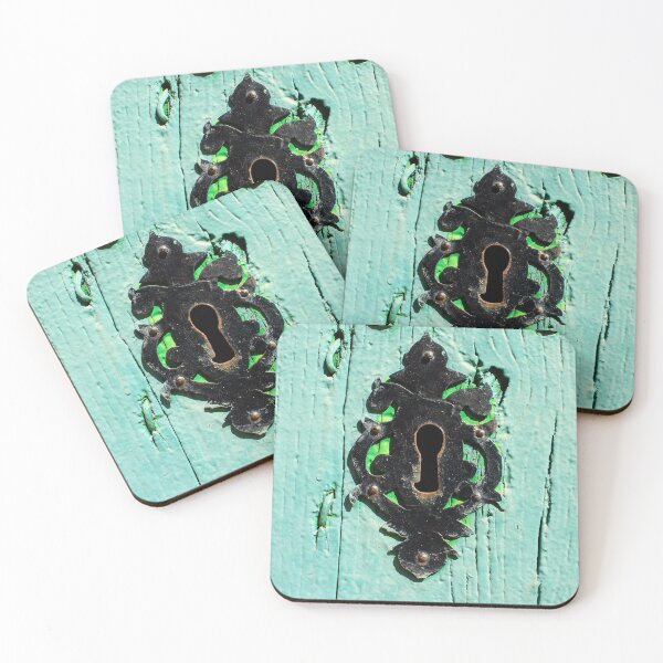 Item preview, Ornate Keyhole on Weathered Teal Door - Rustic Vintage Charm designed and sold by Clavivs.