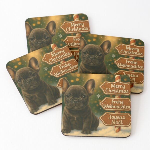 Item preview, Dark French Bulldog Christmas Gingerbread Scene designed and sold by GivingJoy.
