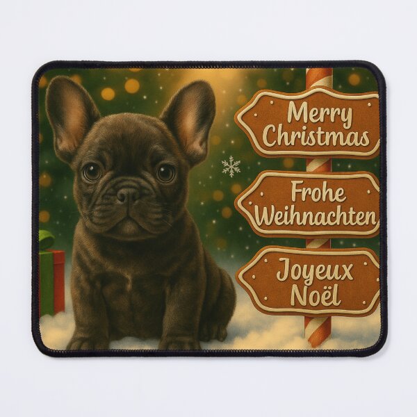 Item preview, Dark French Bulldog Christmas Gingerbread Scene designed and sold by GivingJoy.