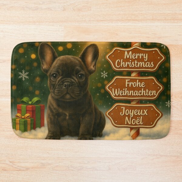 Item preview, Dark French Bulldog Christmas Gingerbread Scene designed and sold by GivingJoy.