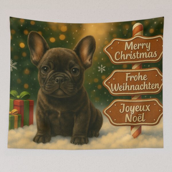 Item preview, Dark French Bulldog Christmas Gingerbread Scene designed and sold by GivingJoy.