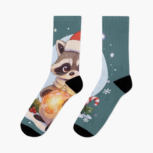 Item preview, Christmas Raccoon Illustration Shirt – Cute Holiday Raccoon Art – Festive Winter Animal Design designed and sold by Uglyandcute.