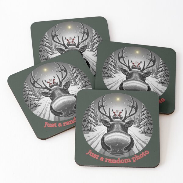 Item preview, Reindeer Taking a Selfie with Santa on the Sleigh designed and sold by Szpaku desart .