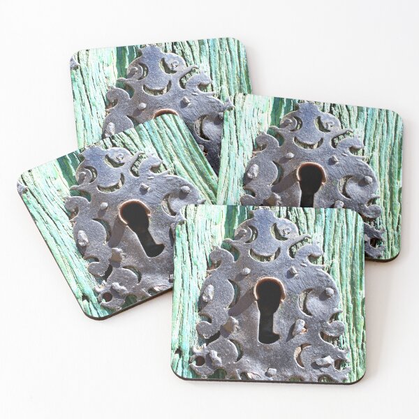 Item preview, Rustic Teal Door Keyhole: Ornate Metal Weathered Wood Beauty designed and sold by Clavivs.