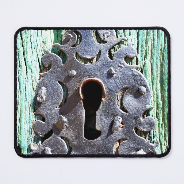 Item preview, Rustic Teal Door Keyhole: Ornate Metal Weathered Wood Beauty designed and sold by Clavivs.