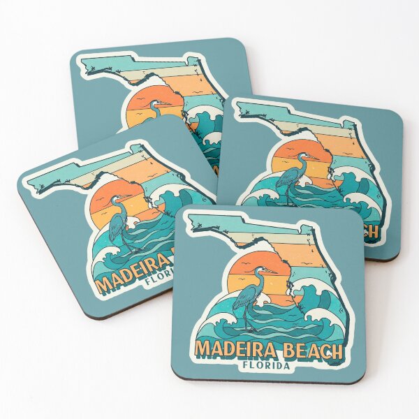 Item preview, Madeira Beach Florida Retro Sunset Heron Sticker & Gifts designed and sold by Mandeville Photography.