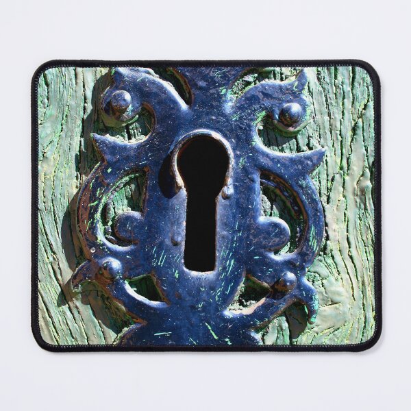 Item preview, Vintage Elegance: Ornate Keyhole on Peeling Teal Wood designed and sold by Clavivs.