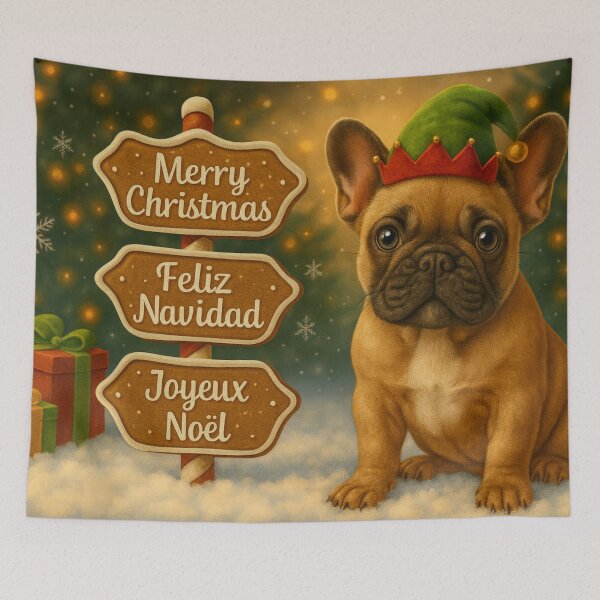 Item preview, Cute French Bulldog Christmas Gingerbread Sign designed and sold by GivingJoy.
