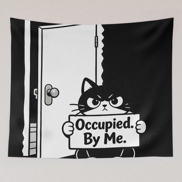 Item preview, Funny Cat Bathroom Guard Shirt – Grumpy Cat Blocking Door – Humor Pet Design designed and sold by Uglyandcute.