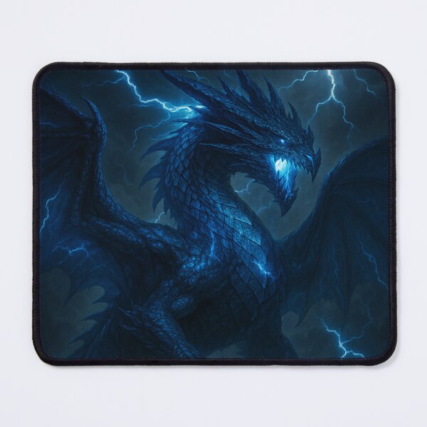 Item preview, Lightning Storm Dragon Soaring Through Thunderclouds – Electric Fantasy Art designed and sold by leen12 Art Designs Prints.
