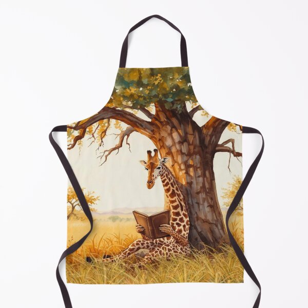 Item preview, Giraffe Reading Beneath a Tree funny art designed and sold by Modern-Tropical.