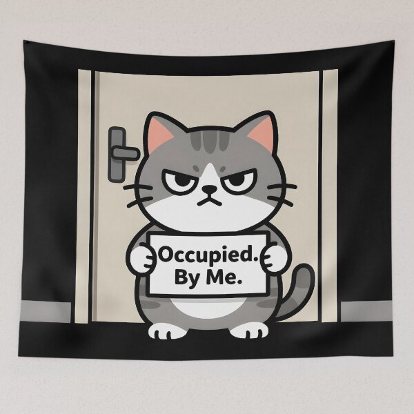 Item preview, Funny Cat Bathroom Guard Shirt – Grumpy Cat Blocking Door – Humor Pet Design designed and sold by Uglyandcute.