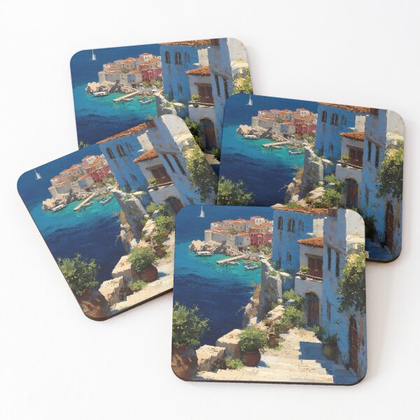 Item preview, Sunlit Greek Village on the Hillside Overlooking the Sea designed and sold by daila70.