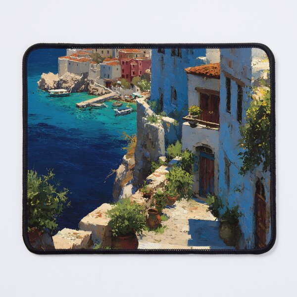 Item preview, Sunlit Greek Village on the Hillside Overlooking the Sea designed and sold by daila70.