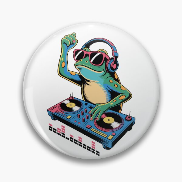 Item preview, Funky DJ Frog with Turntables designed and sold by Betsytiptoe.