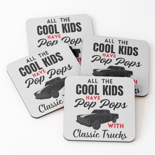Item preview, **All The Cool Kids Have Pop Pops With Classic Trucks Black Text designed and sold by Searching ideas.
