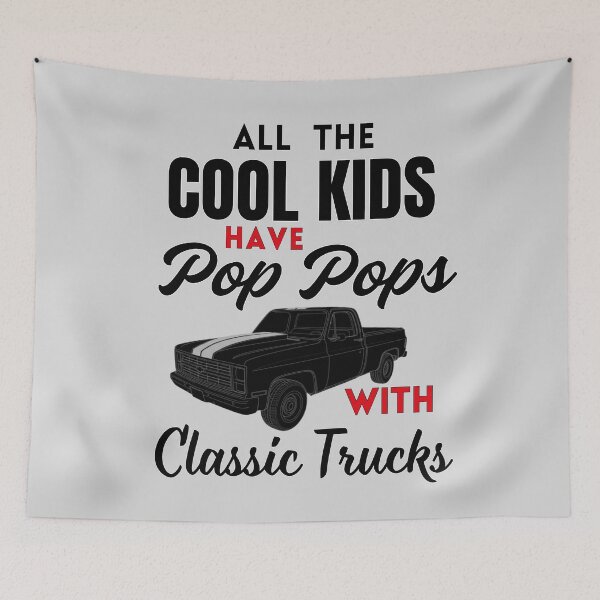 Item preview, **All The Cool Kids Have Pop Pops With Classic Trucks Black Text designed and sold by Searching ideas.