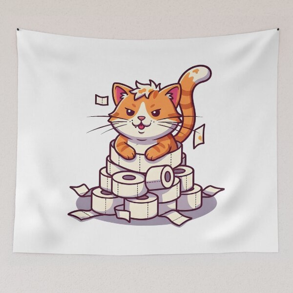 Item preview, cat bathroom Funny Toilet Paper Cat Shirt – Mischievous Cat Chaos – Cute Pet Humor Design designed and sold by Uglyandcute.