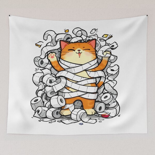 Item preview, cat bathroom Funny Toilet Paper Cat Shirt – Mischievous Cat Chaos – Cute Pet Humor Design designed and sold by Uglyandcute.