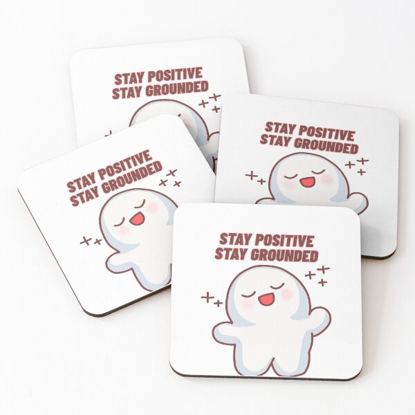 Item preview, Stay Positive Stay Grounded Cute Kawaii Ghost Graphic designed and sold by Hi-Vibes.