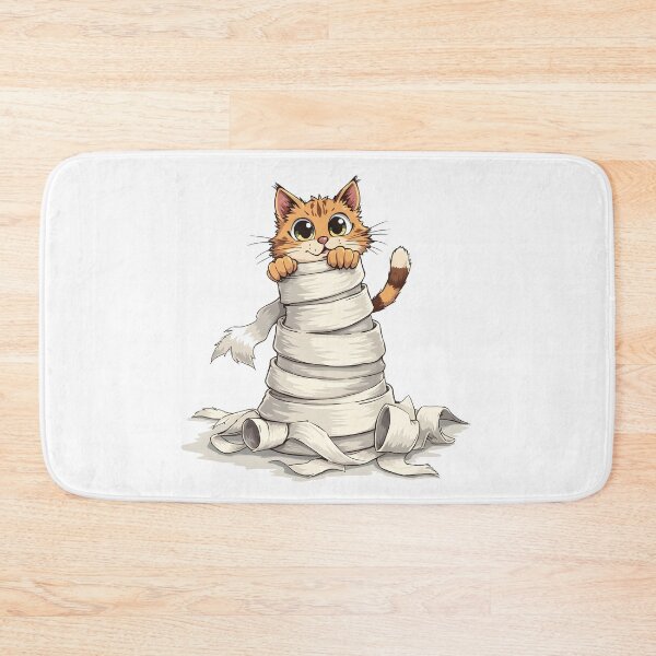 Item preview, cat bathroom Funny Toilet Paper Cat Shirt – Mischievous Cat Chaos – Cute Pet Humor Design designed and sold by Uglyandcute.