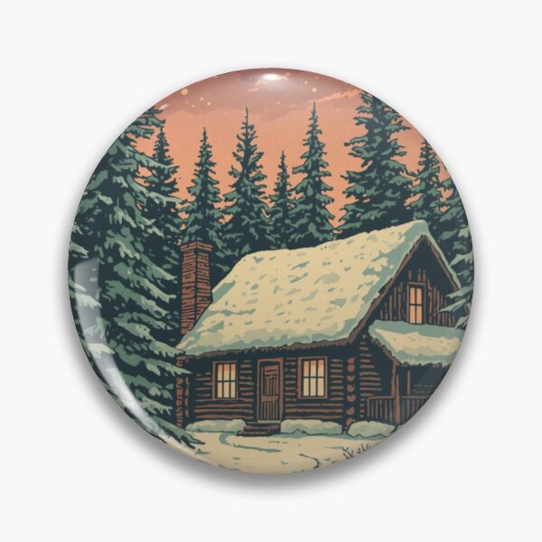 Item preview, Cozy Christmas Cabin in Snowy Forest – Rustic Winter Holiday Illustration designed and sold by RelatableMess.