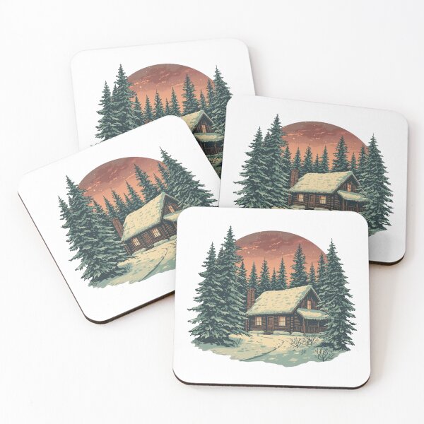 Item preview, Cozy Christmas Cabin in Snowy Forest – Rustic Winter Holiday Illustration designed and sold by RelatableMess.