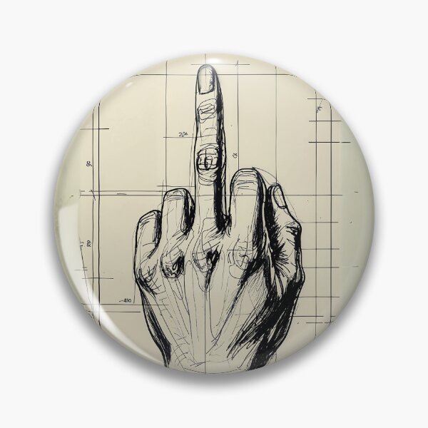 Item preview, Rude Sketch Blueprint Middle Finger Hand Drawing designed and sold by TackyTime.