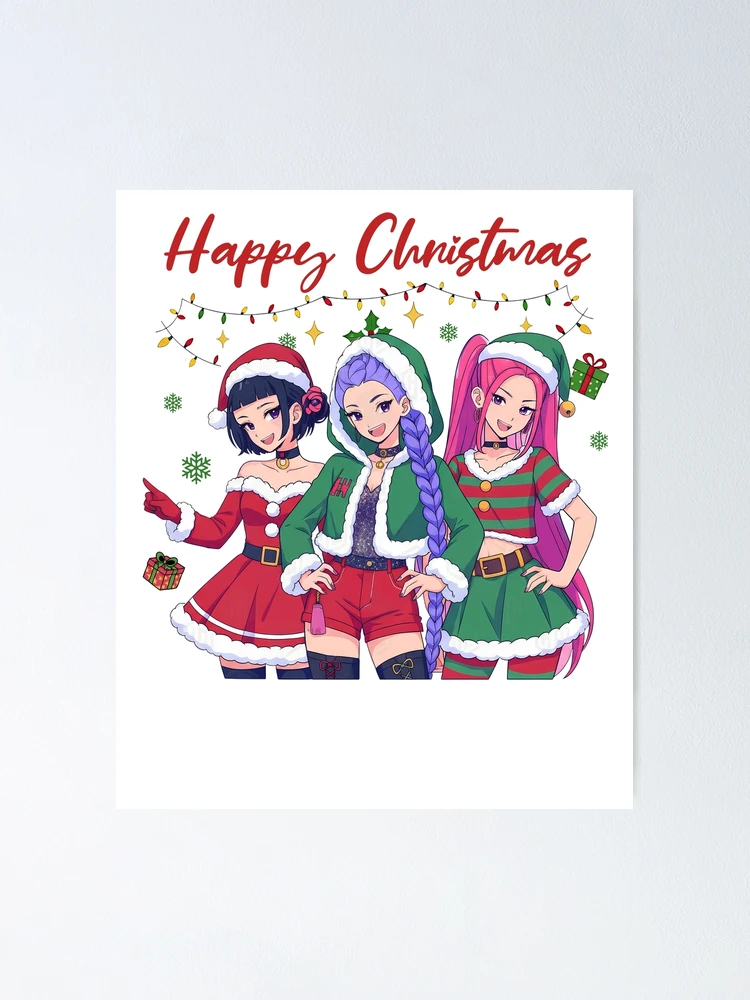 Huntrix K-Pop Girls Happy Christmas - Rumi, Mira and Zoey