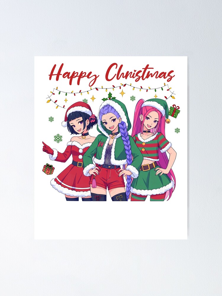 Huntrix K-Pop Girls Happy Christmas - Rumi, Mira and Zoey