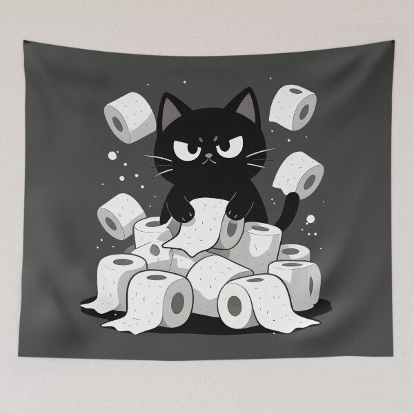 Item preview, Cat bathroom Funny Toilet Paper Cat Shirt – Mischievous Cat Chaos – Cute Pet Humor Design designed and sold by Uglyandcute.