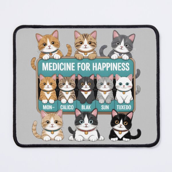 Item preview, Medicine for Happiness – Cute Cat Pill Organizer Cartoon designed and sold by SoftyDesigns.