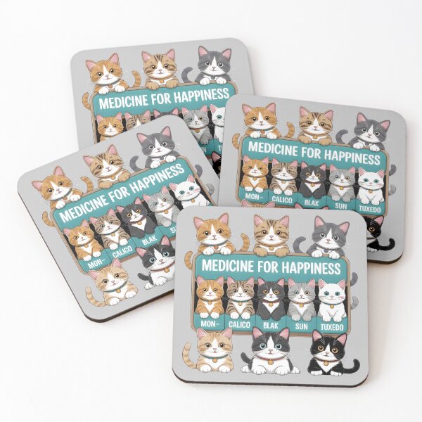 Item preview, Medicine for Happiness – Cute Cat Pill Organizer Cartoon designed and sold by SoftyDesigns.