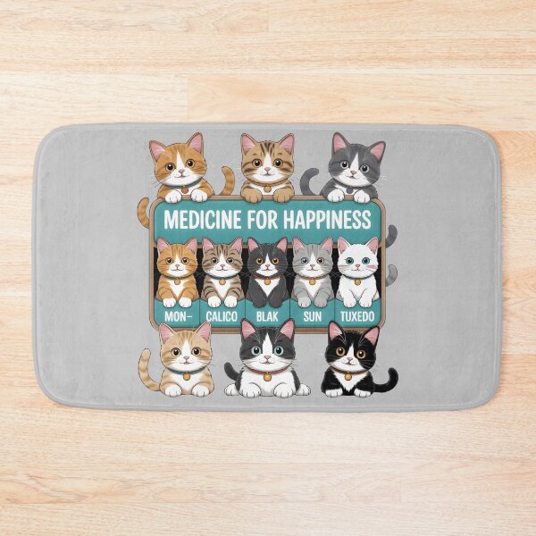 Item preview, Medicine for Happiness – Cute Cat Pill Organizer Cartoon designed and sold by SoftyDesigns.