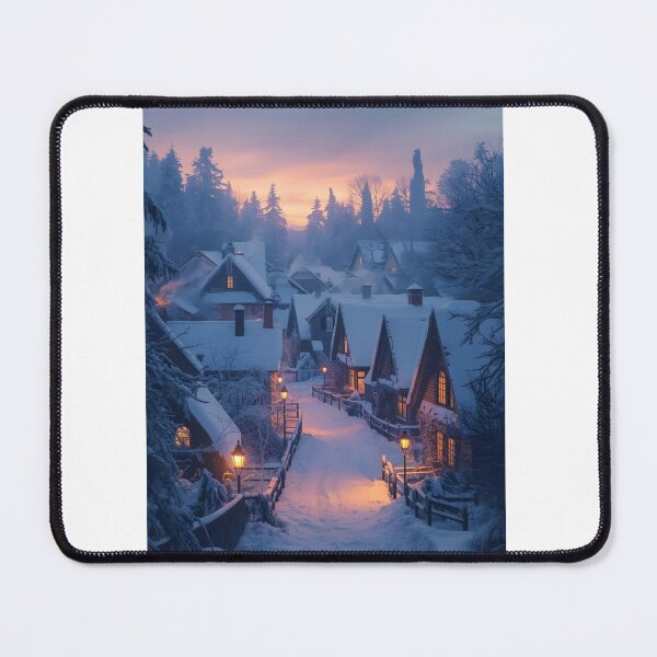 Item preview, Snowy Village at Dusk Winter Illustration designed and sold by Valeree Store.