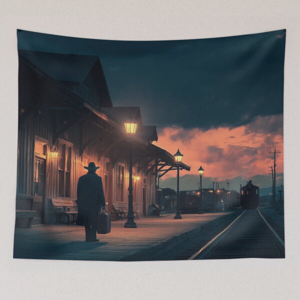 Item preview, Old Western Train Station At Dusk designed and sold by Rtymer.