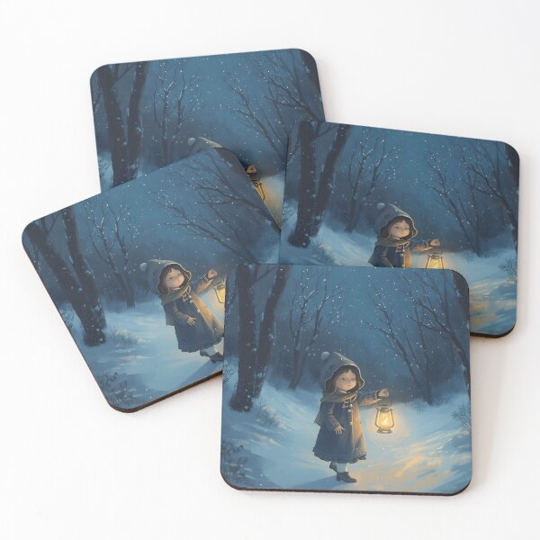 Item preview, Girl With Lantern in Snowy Forest designed and sold by Valeree Store.