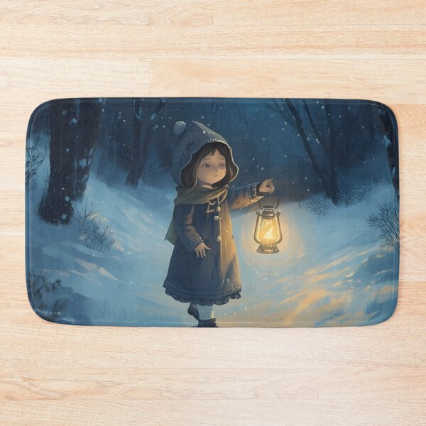 Item preview, Girl With Lantern in Snowy Forest designed and sold by Valeree Store.