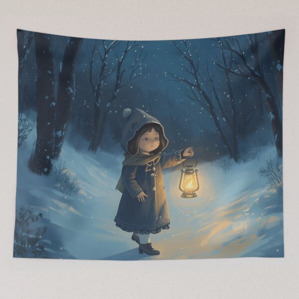 Item preview, Girl With Lantern in Snowy Forest designed and sold by Valeree Store.